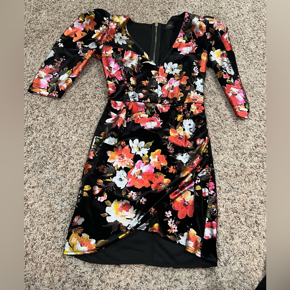 Bronx and Banco Pink Ruched Bodycon Dress V-Neck Cocktail